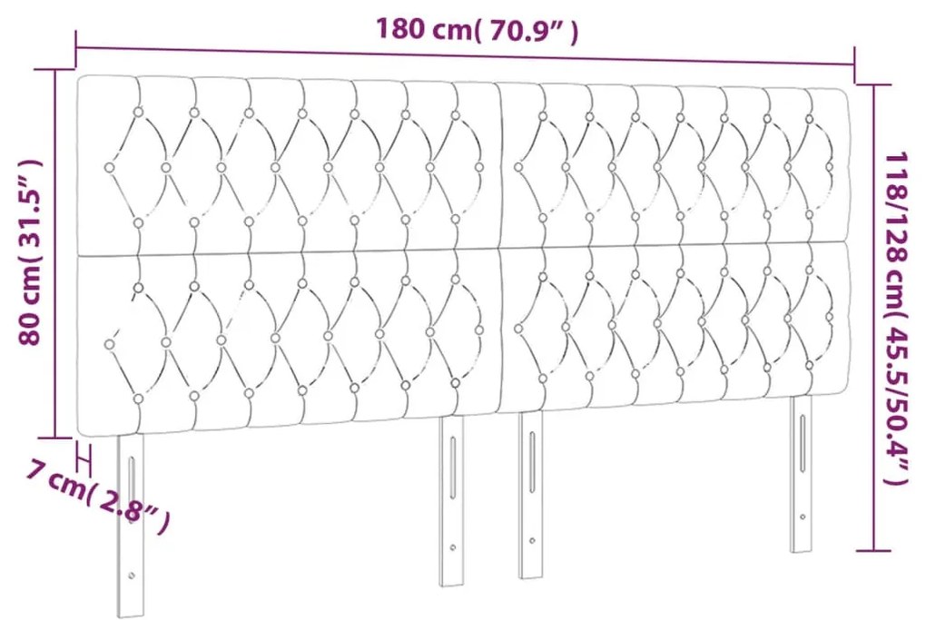 fekete szövet fejtámla 180x7x118/128 cm