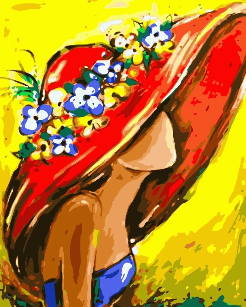 Festés számok szerint kép kerettel "Nő kalapban 5" 40x50 cm