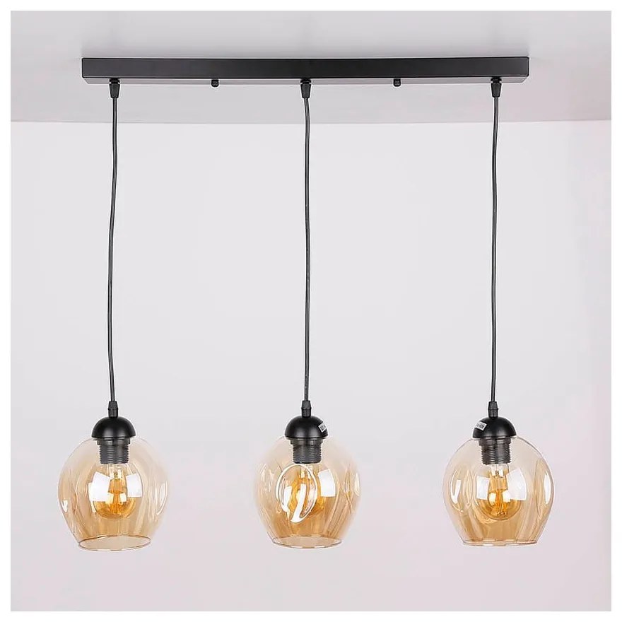 Fekete függőlámpa üveg búrával 14x70 cm Aspa – Candellux Lighting