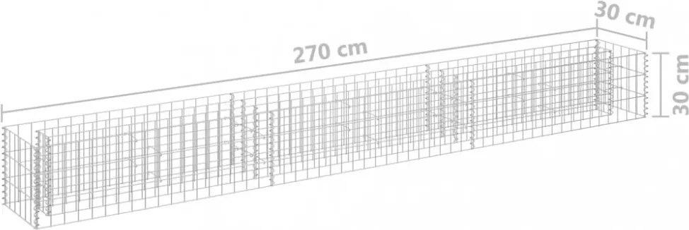 horganyzott acél gabion magaságyás 270 x 30 x 30 cm