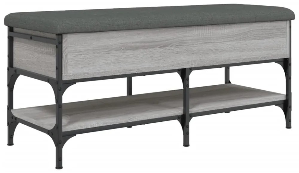 szürke sonoma színű szerelt fa cipőtároló pad 102 x 42 x 45 cm
