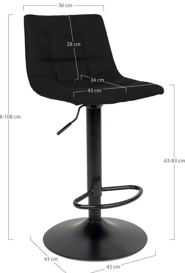 Fekete bárszék szett 2 db-os 88 cm Middelfart – House Nordic