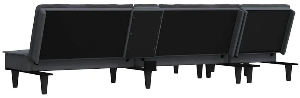 vidaXL sötétszürke L-alakú bársony kanapéágy 255x140x70 cm