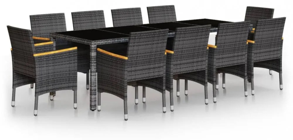 vidaXL 11 részes szürke polyrattan kerti étkezőgarnitúra