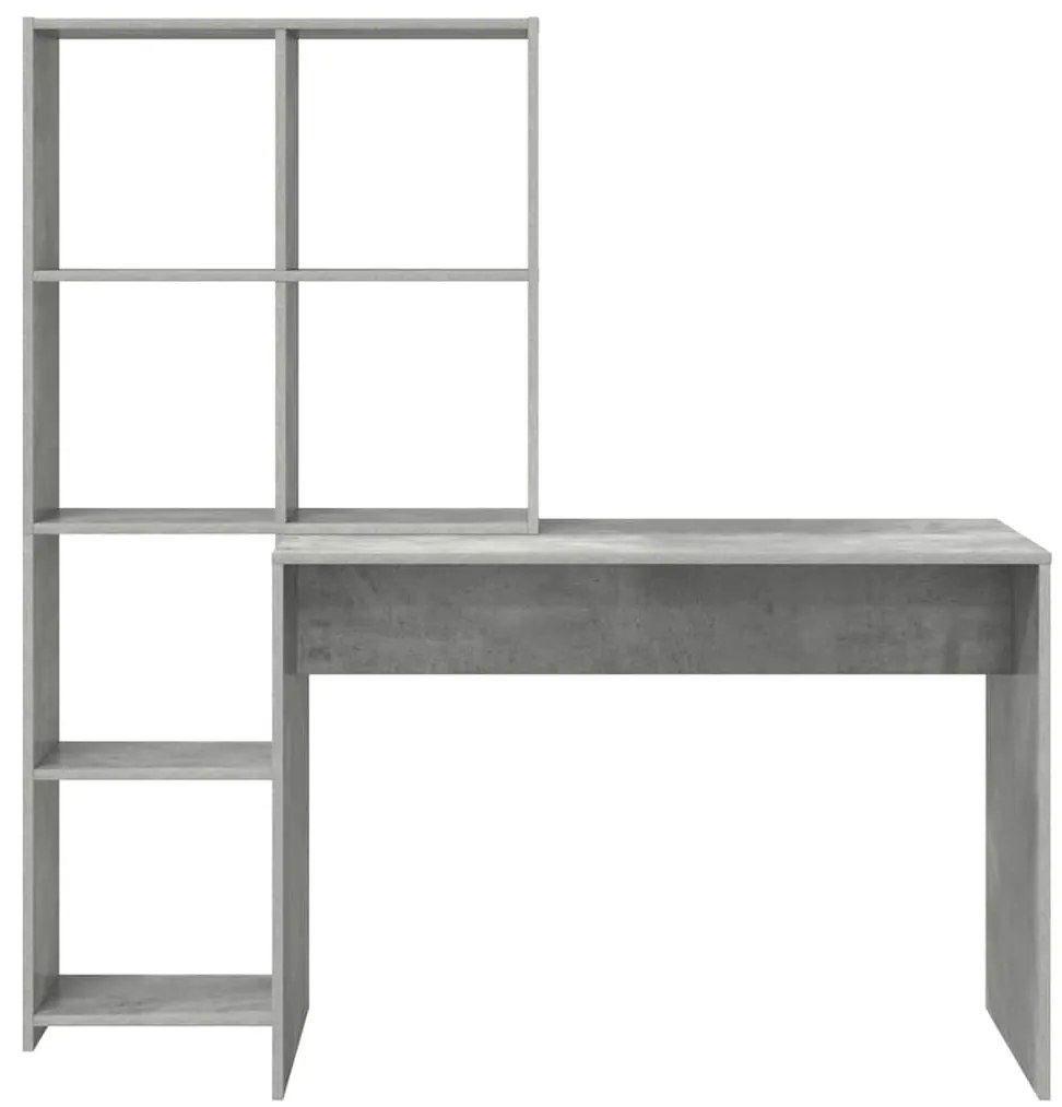 Asztal polcokkal Beton szürke 138.5 x 55 x 143 cm Faanyag