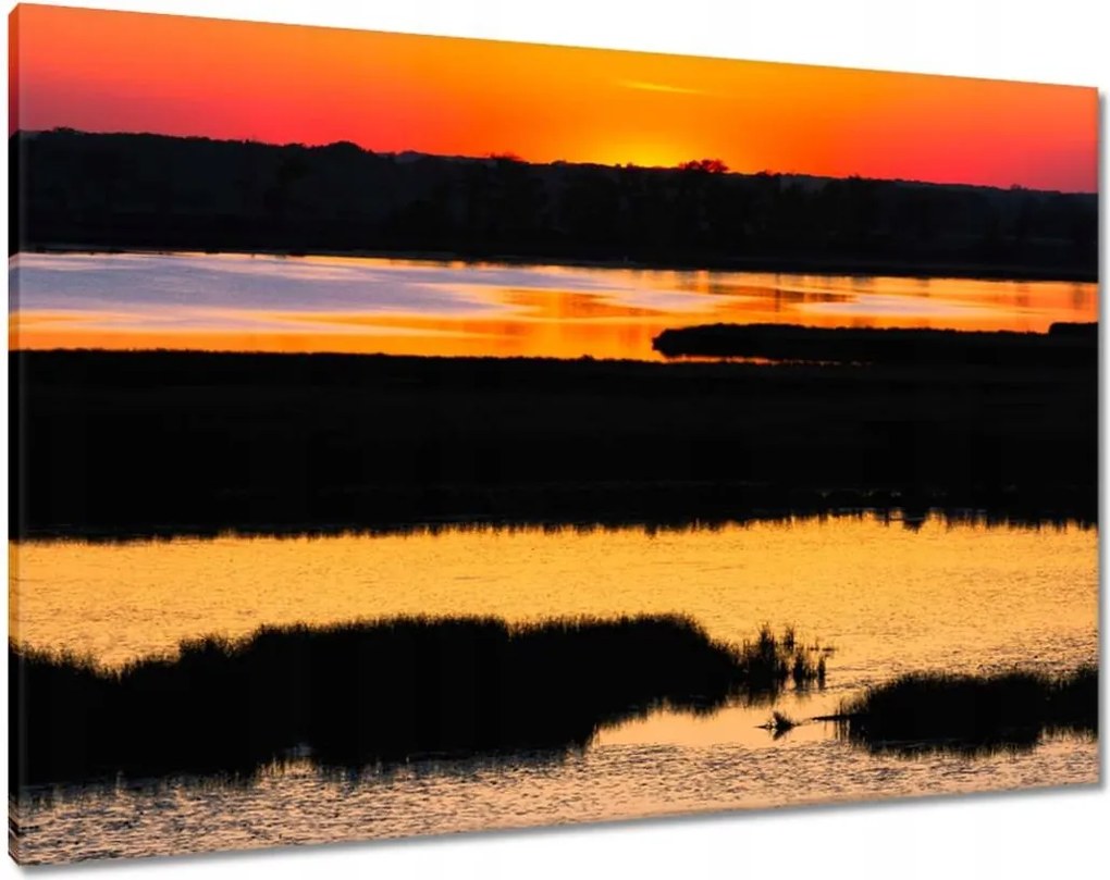 Vászonkép 100x70 Naplemente tó