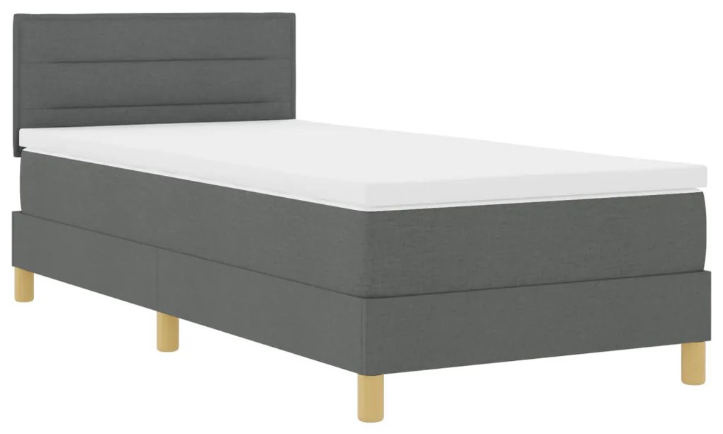 vidaXL LED Box Spring Ágy matracmal Sötétszürke 90 x 190 cm szövet