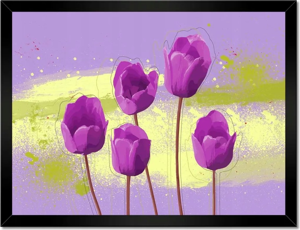 Poszterek keretben 40x30 Lila Pipacsok Lila Virágok