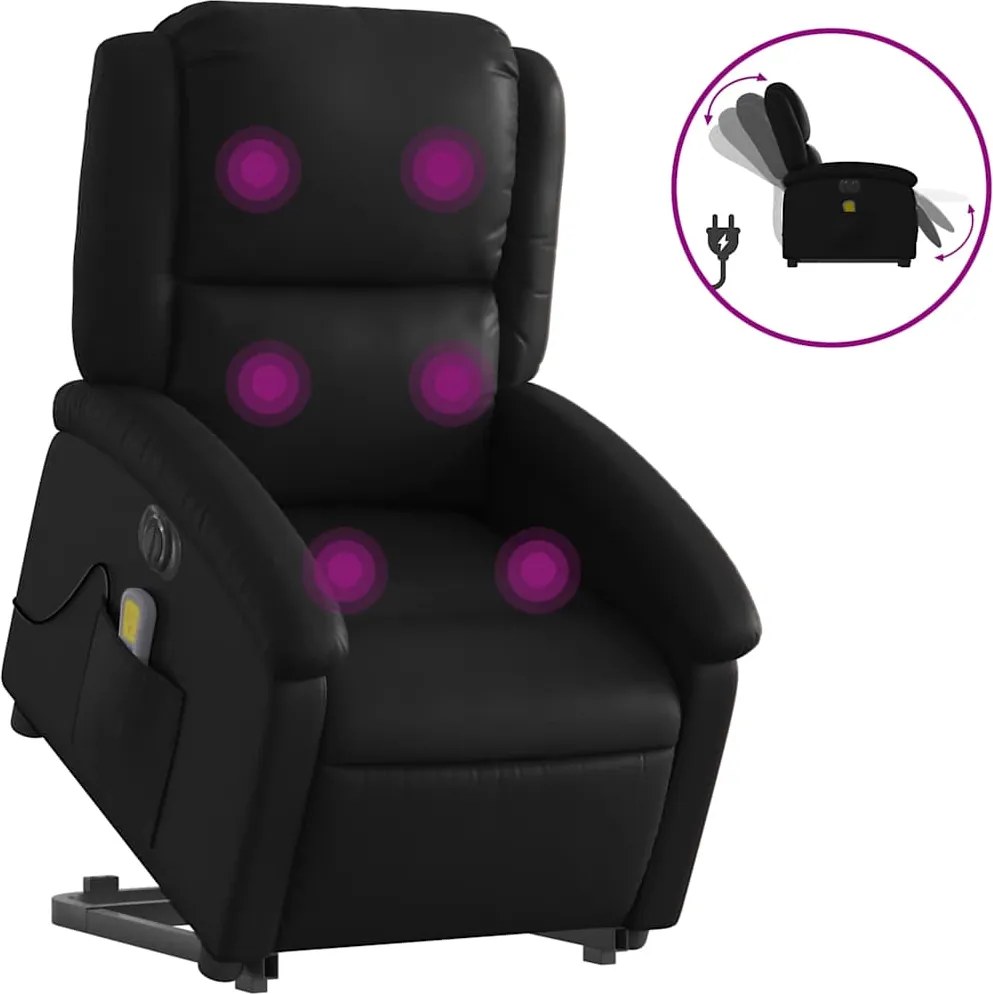 vidaXL elektromos fekete műbőr felállást segítő dönthető masszázsfotel