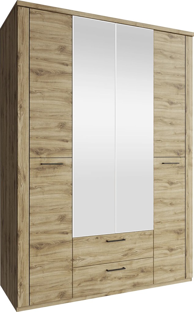 Szekrény 4D2S tükörrel, navarra tölgy, DORSI