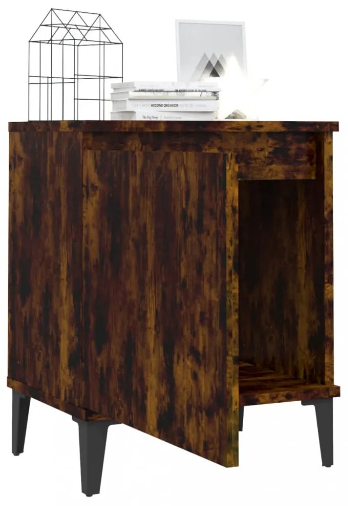 füstös tölgyszínű éjjeliszekrény fémlábakkal 40 x 30 x 50 cm