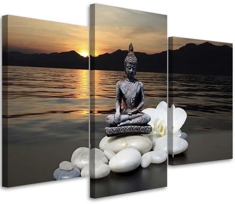 Gario Vászonkép Buddha naplementés háttérrel - 3 részes Méret: 120 x 80 cm