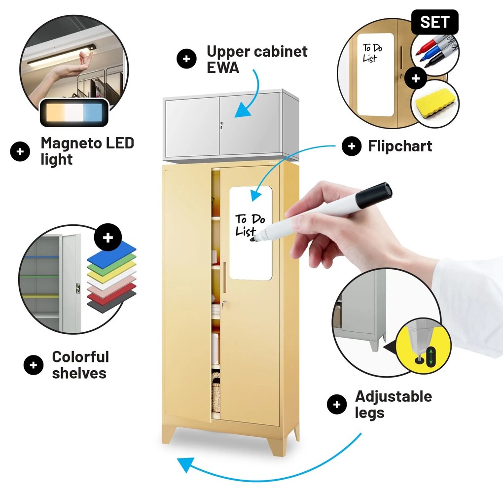 Nagyméretű polcos szekrény JAN H, 900 x 1950 x 400 mm, Fresh Style: bézs