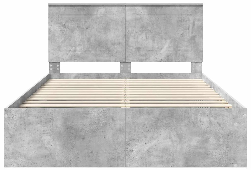 vidaXL Ágykeret fejtámlával Beton 160 x 200 cm Tömör fenyőfa