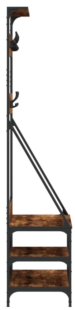 füstös tölgy színű ruhafogas cipőpolccal 80x40x184 cm