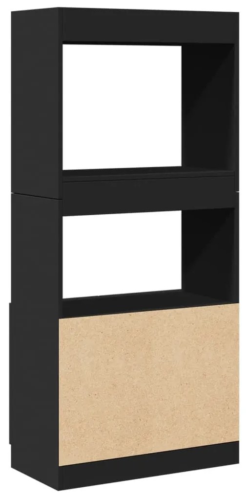 fekete szerelt fa magasszekrény 63 x 33 x 140 cm