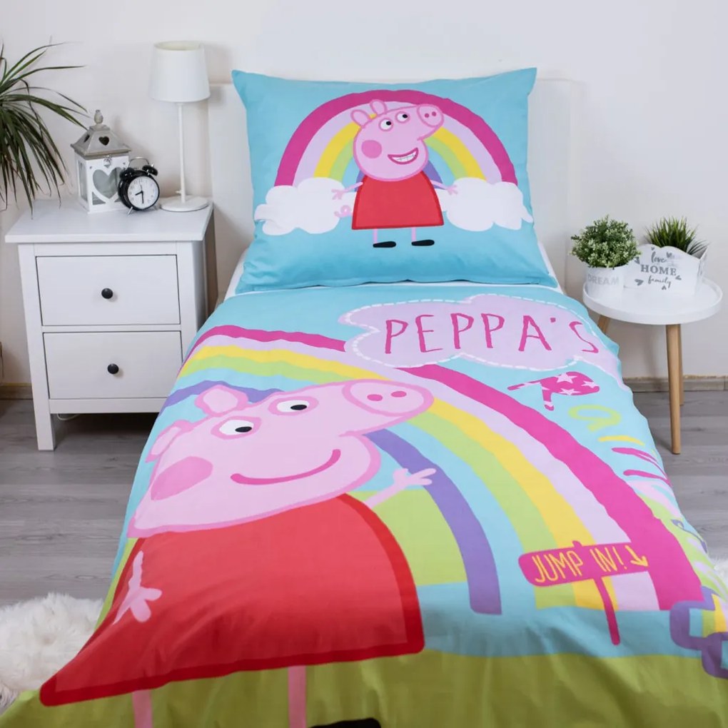 Peppa malac Jump In ágyneműhuzat 140×200cm, 70×90 cm