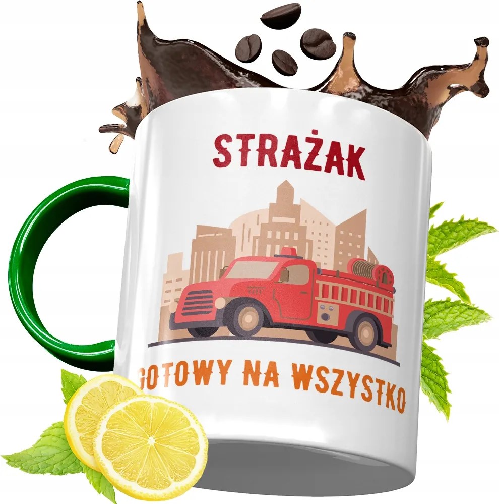 Zöld Bögre Tűzoltónak Tökéletes Ajándék fényképes nyomtatással