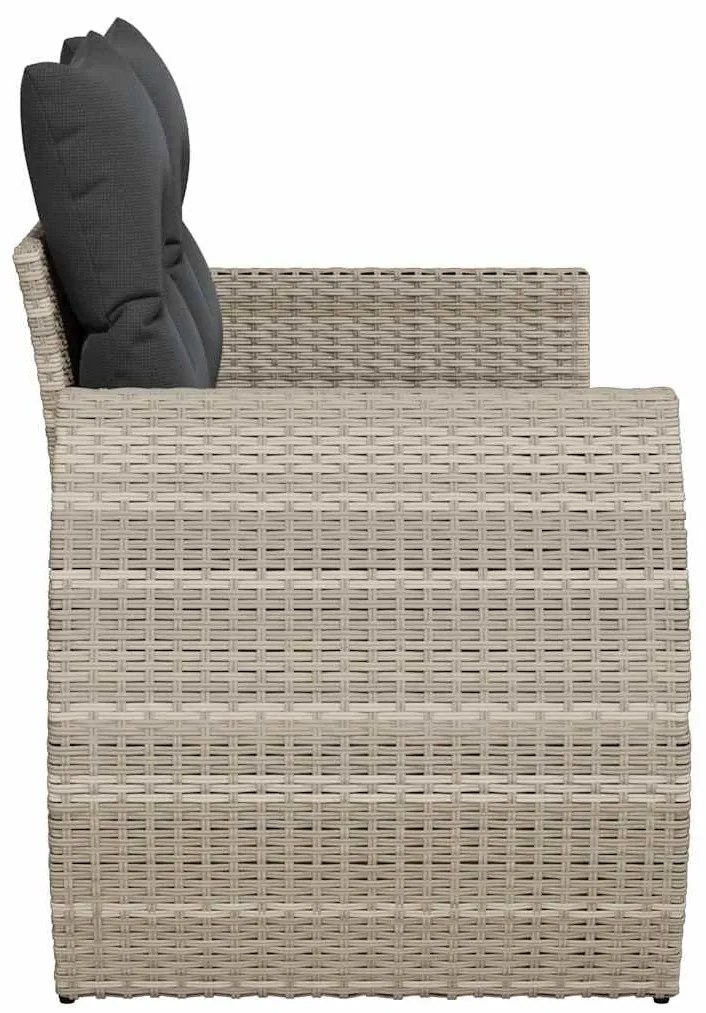 2 személyes világosszürke polyrattan kerti kanapé párnával