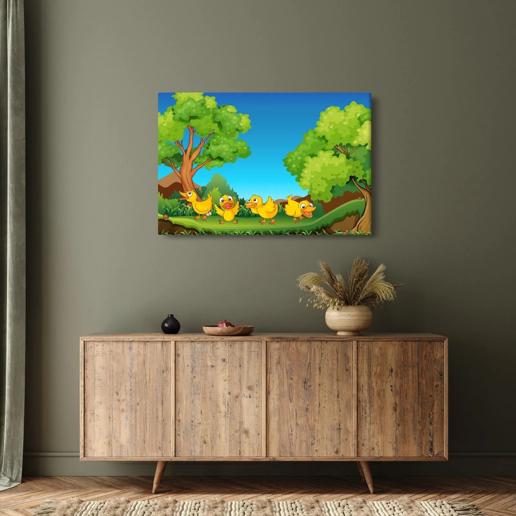 Kép - boldog, kiskacsák (90x60 cm)