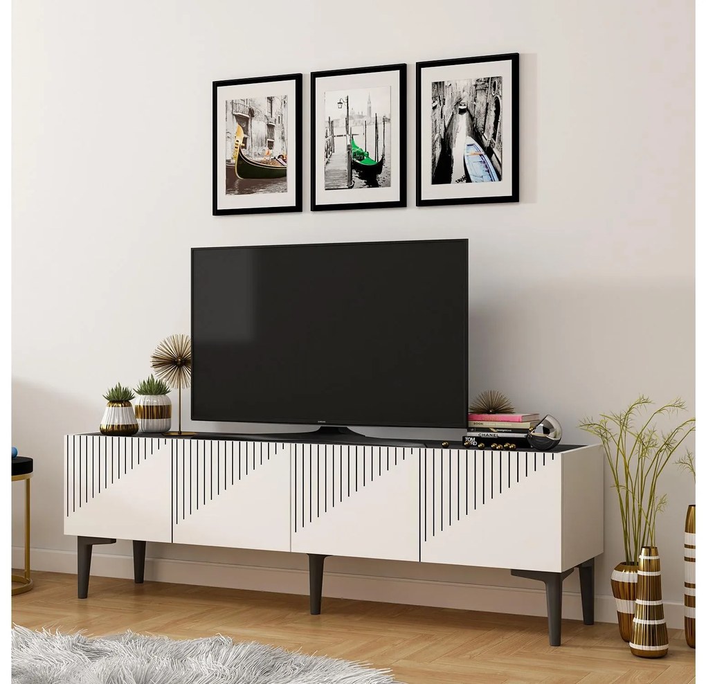 TV asztal/szekrény Tomune 4 (fehér + fekete) . Akció -23%. 1095229