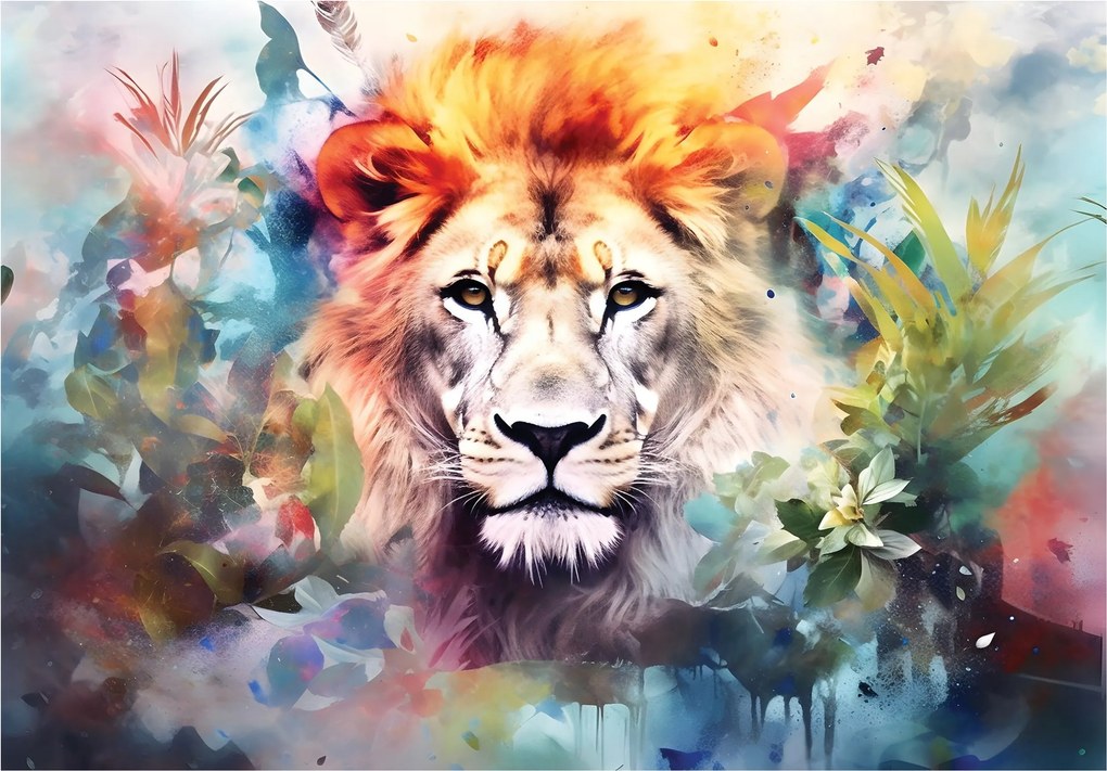 Flizelin fotótapéta Oroszlán A természet büszkesége akvarell portré 416x254 +ragasztó