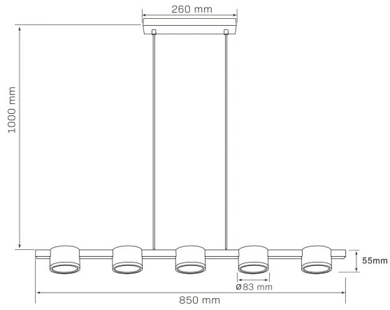 LED Csillár zsinóron MIRELLA 5xGX53/6W/230V fekete