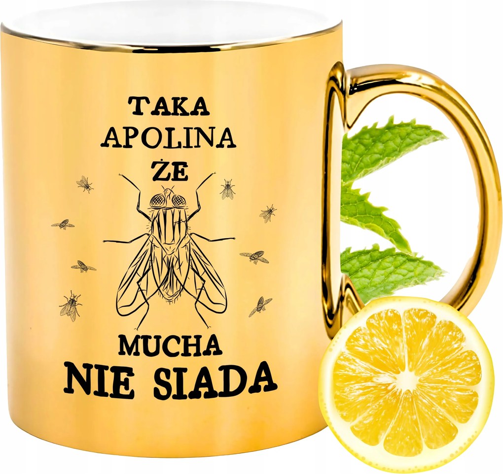 Prémium Arany Csillogó Bögre Apolina Ajándék Nyomtatott Fotóval