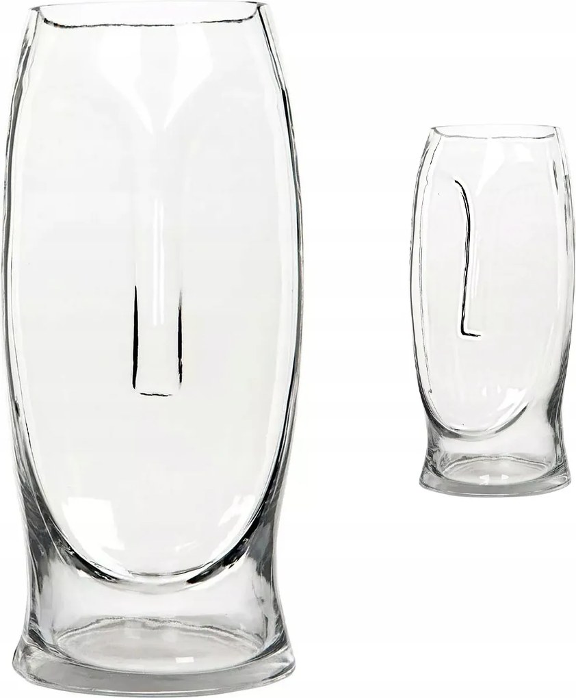 Virágváza Csokor Fej Arc 30cm üveg átlátszó üveg dekoráció