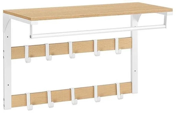 VASAGLE fali ruhafogas polccal, tölgy szín–fehér
