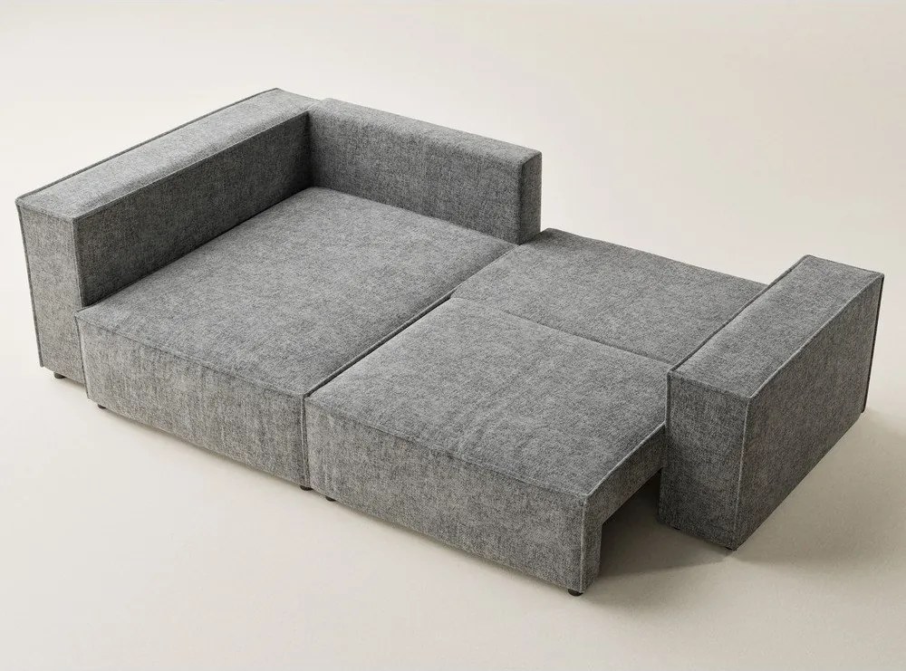 Szürke zsenília kinyitható-tárolóhelyes sarokkanapé (bal oldali-L alakú) Tonga – Maison de Rêve