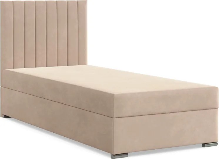 Agen egyszemélyes ágy, bársony, ágyneműtartóval, bézs