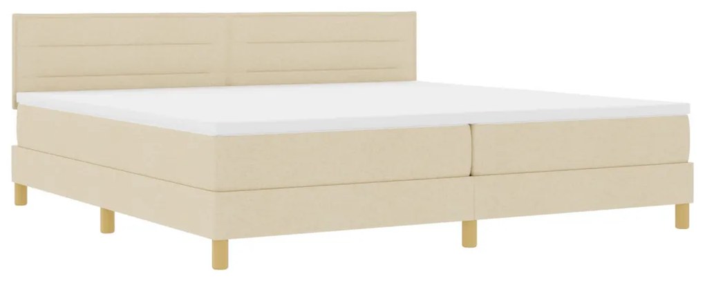 Box Spring Ágy Matraccal és LED-del Krém 200x200 cm Szövet