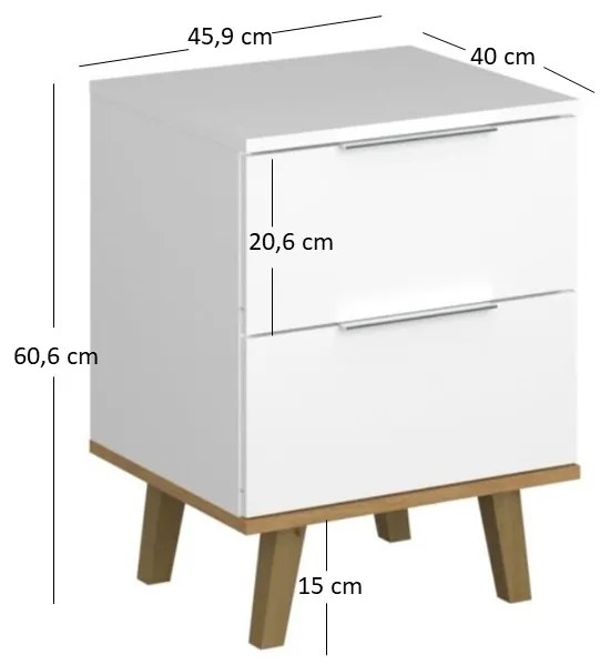 Komód Nickole 2S/46 (fehér + kőtölgy). 1053082