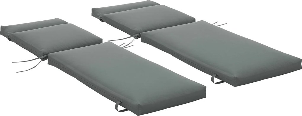 Outsunny 2 db Függőágy Párna 196x55x8 cm Párnázott Mattress Kerti Székhez Teraszra Erkélyre Szürke | Aosom