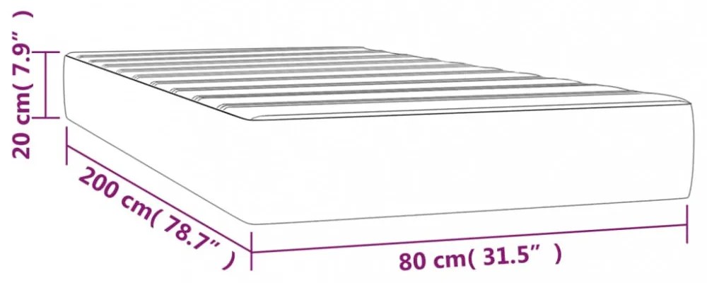 sötétszürke bársony zsebrugós ágymatrac 80 x 200 x 20 cm