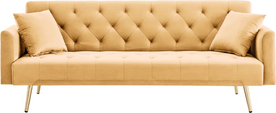 Kihúzható kanapé, mustárszínű/gold króm-arany, ALISIA