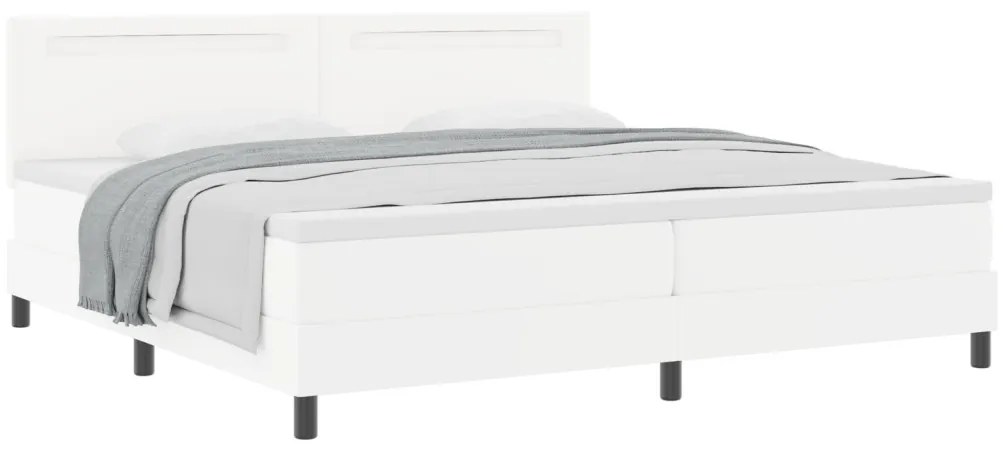 Ágykeret matraccal matracmal Fehér 200 x 200 cm Műbőr