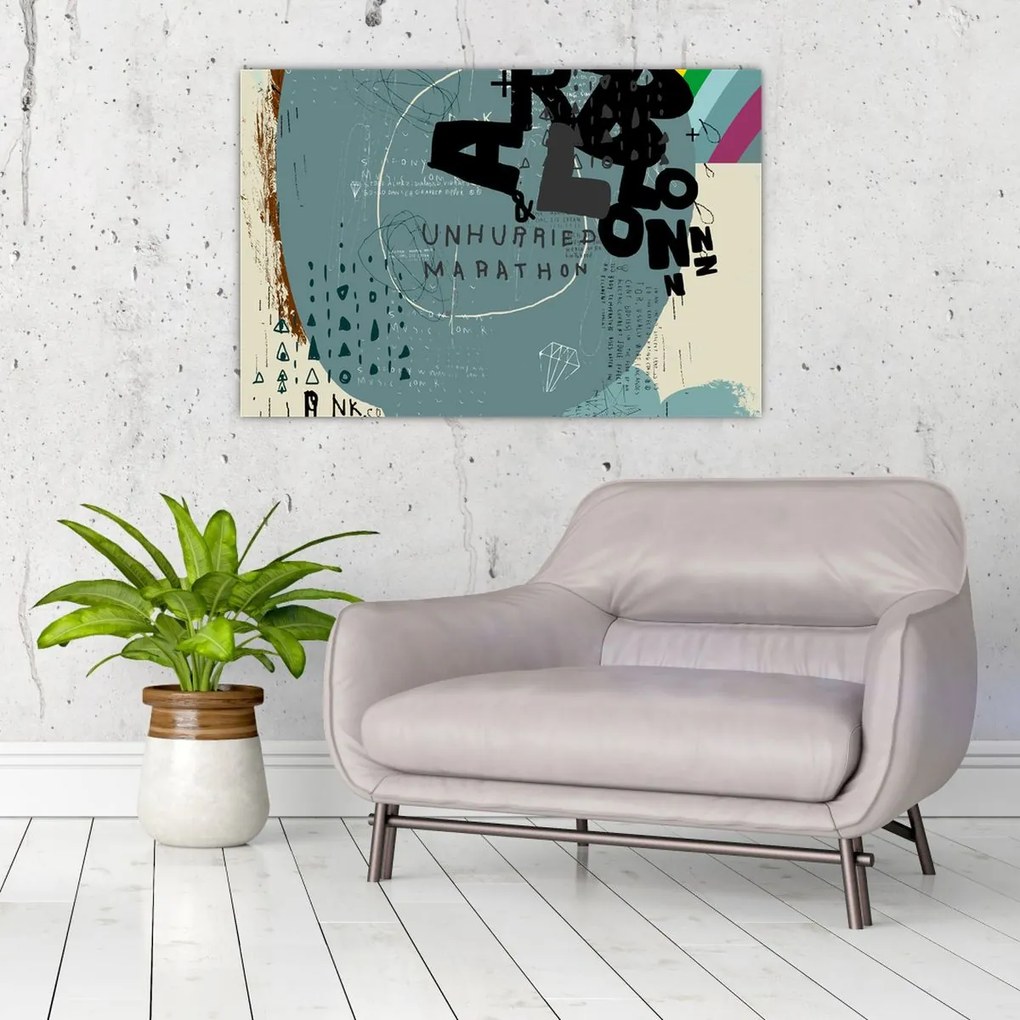 Kép - Repülő léggömb szivárvánnyal (90x60 cm)
