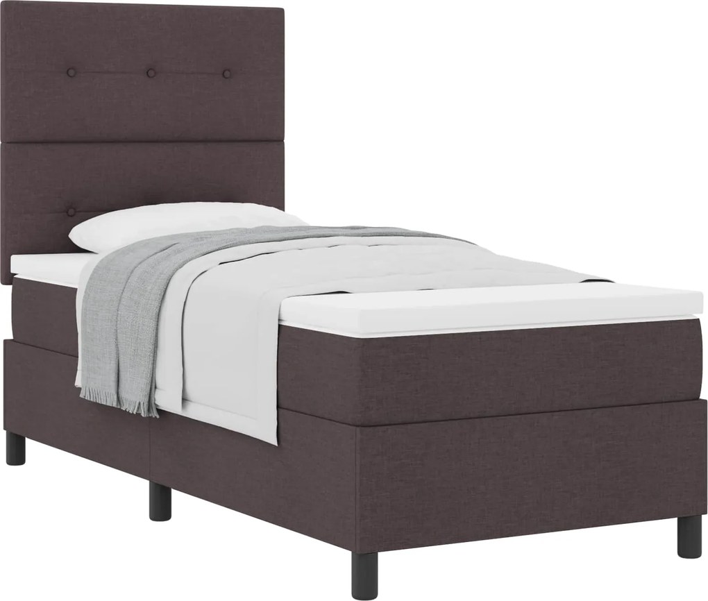 vidaXL Boxrugós ágy matracmal Sötét Barna 80 x 200 cm szövet