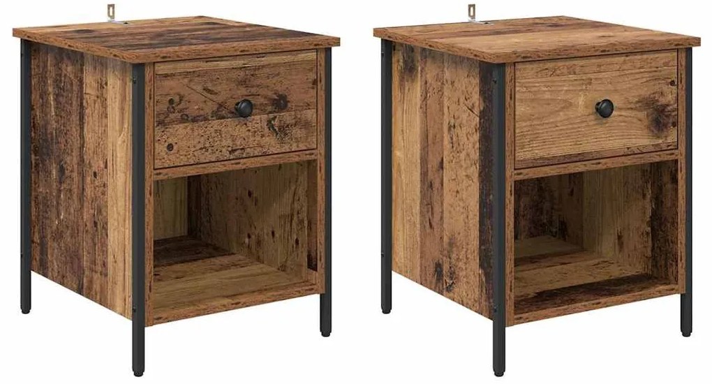 Éjjeliszekrény fiókkal 2 pcs Régi fa 40 x 42 x 50 cm Faanyag