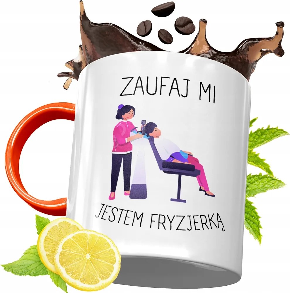 Narancssárga Bögre Fodrásznak Fodrász Ajándék fényképes nyomtatással