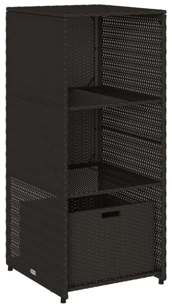 fekete polyrattan kerti tárolószekrény 50 x 55 x 115 cm