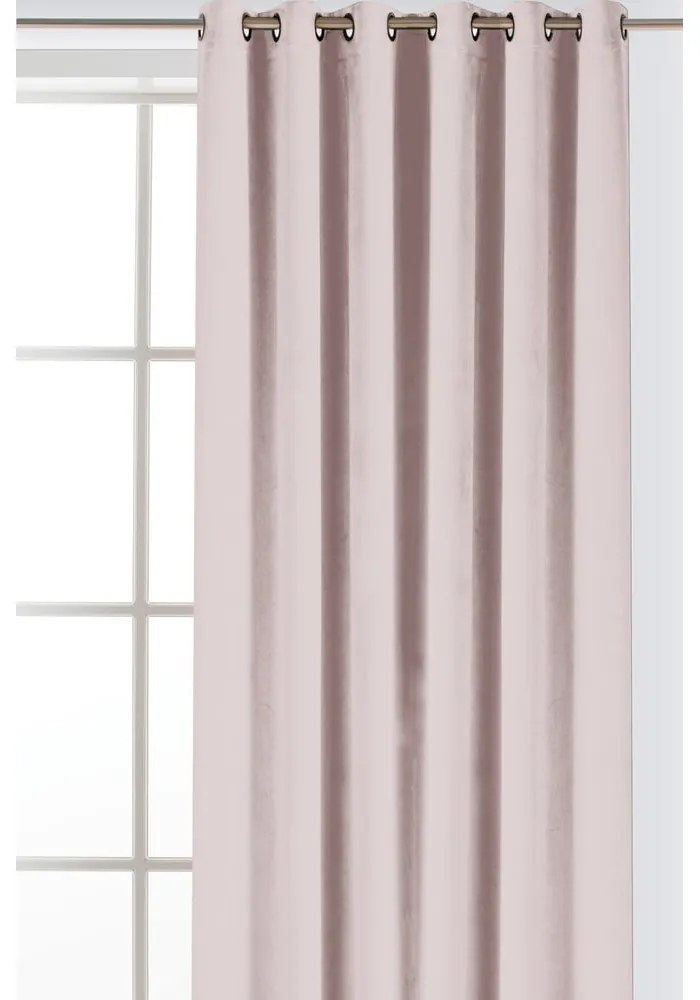 Világos rózsaszín bársony dimout (részleges sötétítő) függöny 530x250 cm Velto – Filumi