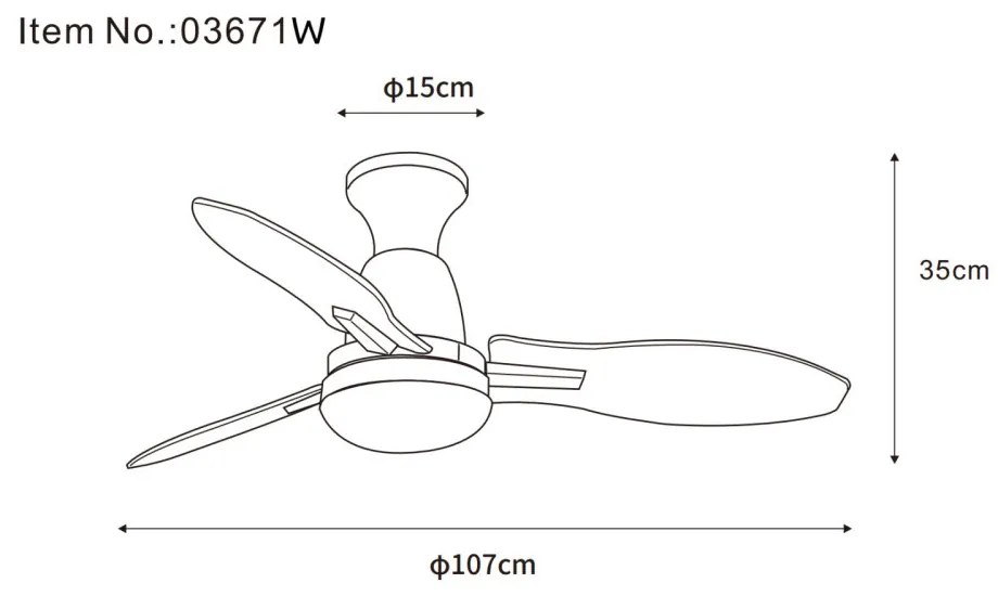 Globo Gale 03671W távirányítós mennyezeti ventilátoros lámpa, 22W LED, 3000K-4500K-6000K, 1897 lm