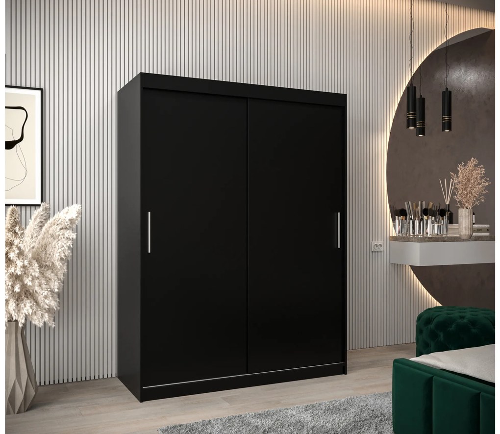Ruhásszekrény 150 cm Toki (matt fekete + matt fehér). 1064821