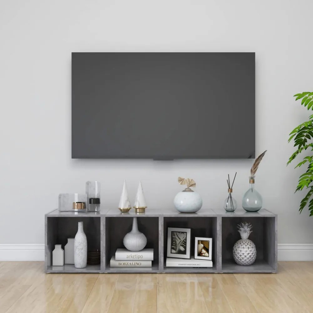2 db betonszürke szerelt fa TV-szekrény 37 x 35 x 37 cm