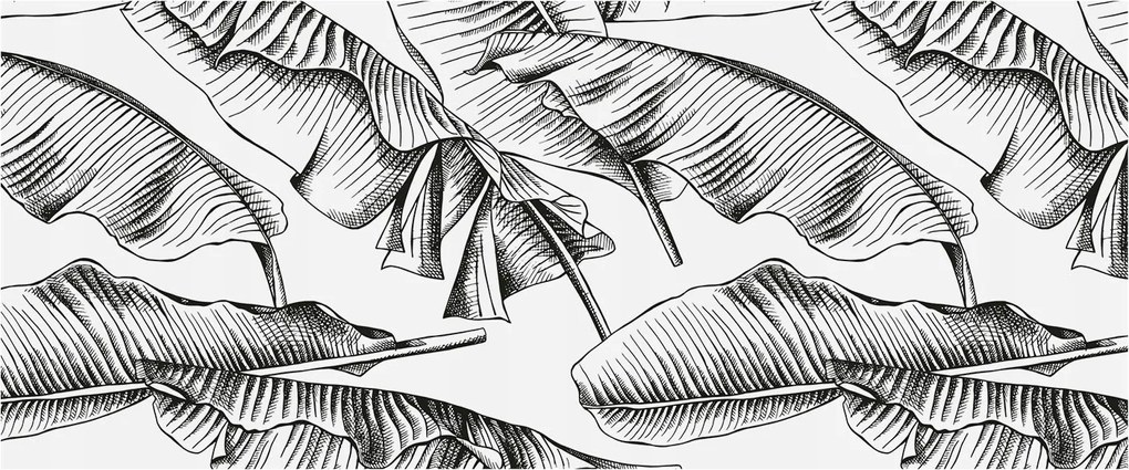 Divatos Flizelin Tapéta Ragasztóval Fali 3D Banán levelek 250x104 Ragasztó