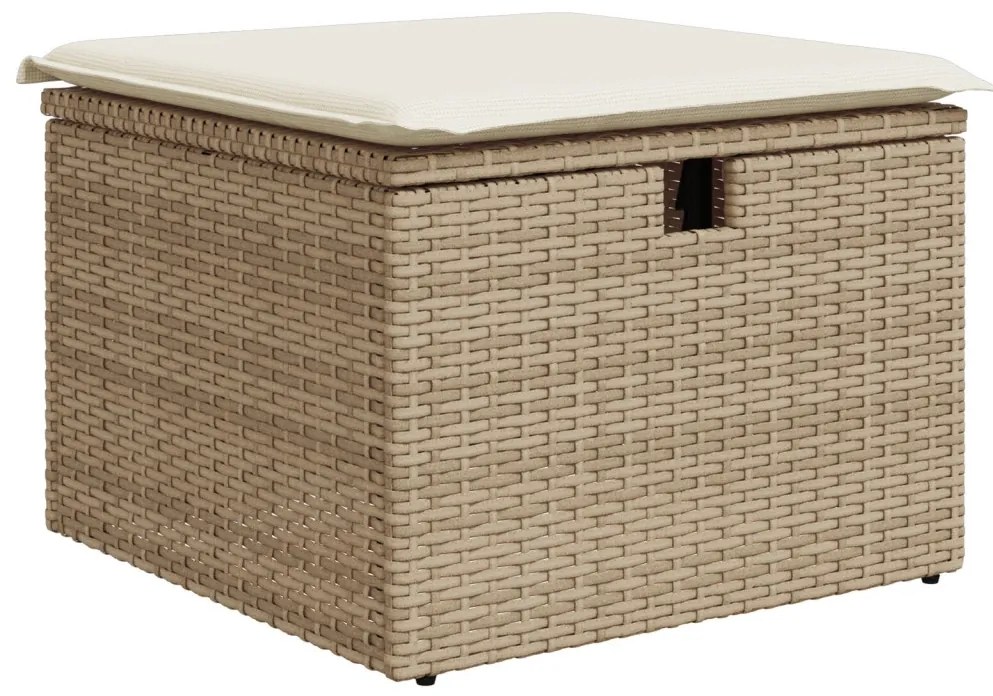 7 Darabos Kert Sofa Szett Párnákkal Bézs Poli Rattan