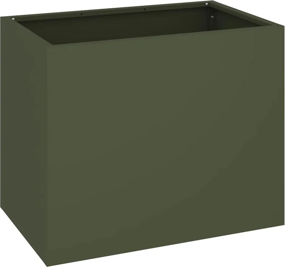 vidaXL Kerti cserép Oliva zöld 50 x 32 x 40 cm Hidegen hengerelt acél